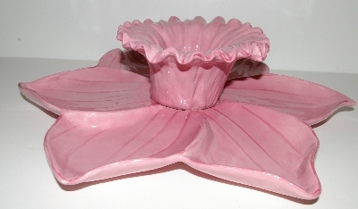 +MBA #2626-177  "Large Pink Ceramic Flower Chip & Dip Serving Dish"
