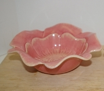 +MBA #2600-028A  "2004 Set Of 4 Pink Ceramic Flower Shaped Bowls"
