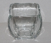 +MBA #2626-368  "Thick Heavy Short Clear Glass Vase"