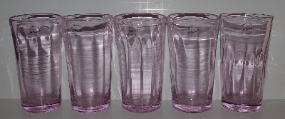 +MBA #2727-627   "Artland Set Of 5 Kassie H.B. Pink 15oz Glass Tumblers"