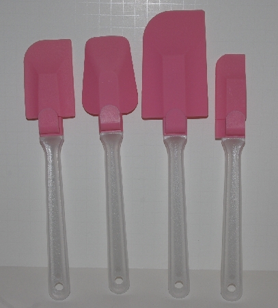 +MBA #2727-610   "Set Of 4  Pink Silicone Spatulas With Bowl Attachment"