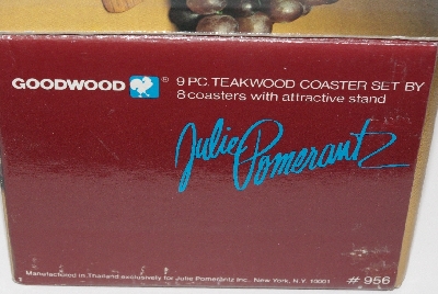 +MBA #2727-534   "1980's Julie Pomerantz 9 Piece Teakwood Coaster Set" 