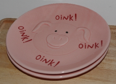 +MBA #2727-0442  "2004 Tender Heart Set Of 2 Pink Pig Ceramic Desert Plates"