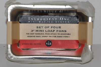 +MBA #2727-652   "1995 Ingredient One Baking System Set Of 4/ 3" Mini Loaf Pans"