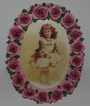 +MBA #2727-0190    "Oval Pink  Rose Picture Frame"