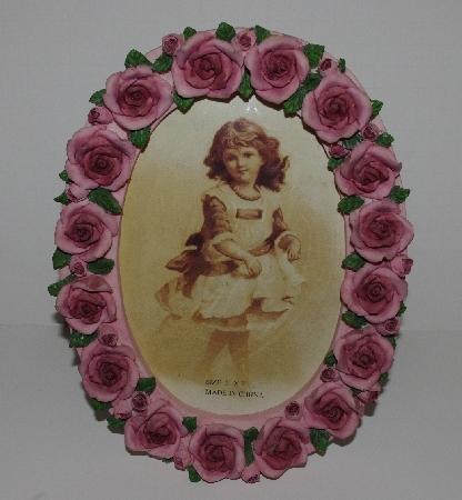 +MBA #2727-0190    "Oval Pink  Rose Picture Frame"