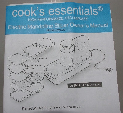 +MBA #2727-0050   "Cooks Essentials White Electric Mandoline Slicer"