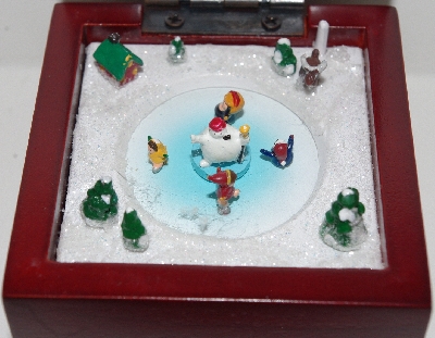 +MBA #2727-0074   "Mr Christmas Set Of 2 Hand painted Miniture Wood Music Box's"