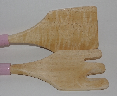 +MBA #2727-672   "Wooden Pink Handled Salad Tossers"