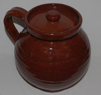 +MBA #2727-0358    "Vintage Old Sturbridge Village Brown Bean Pot/Crockery Pot With Handle"