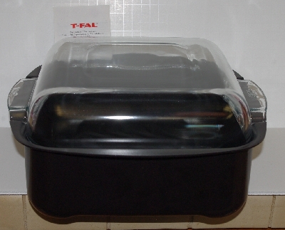 +MBA #2828-552    "2002 T-Fal Excellence Black Health Roaster With Glass Lid"