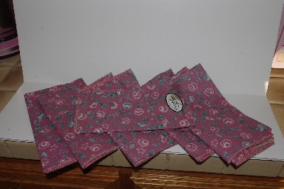 +MBA #2828-559  "1980's Set Of 8 Cameo Rose Cloth Table Napkins"