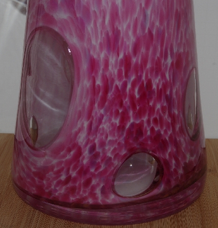 +MBA #2828-520   "2005 Beautiful Pink & Clear Hand Made Art Glass Pitcher"