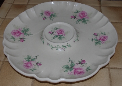 +MBA #2828-532   "Pink Clairemont Rose Ceramic Chip & Dip Dish"