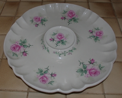 +MBA #2828-532   "Pink Clairemont Rose Ceramic Chip & Dip Dish"