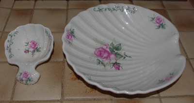 +MBA #2828-538   "Pink Clairemont Rose Shell Chip & Dip Ceramic Dish"