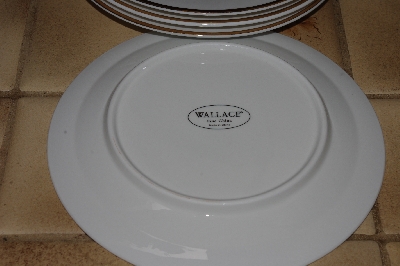 +MBA #2828-279  "Set Of 4 Wallace White China Gold Trimed Dinner Plates"