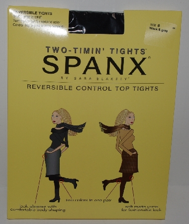 +MBA #2828-0103   "2003 Spanx Two-Timin Reversible Control Top Tights Black/Grey Size B"