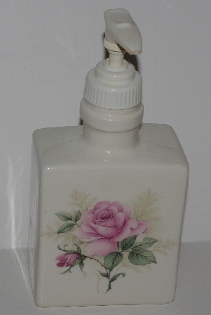 +MBA #2828-213  "Ceramic Pink Clairemont Rose Hand Soap Dispenser"