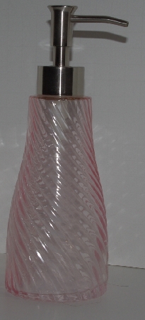 +MBA #2828-0001   "Pink Glass Hand Soap  Dispenser & Matching Drinking Glass""