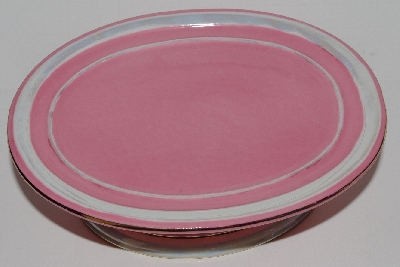 +MBA #2828-0146   "Fancy Pink With 14K Gold Trim Porcelain Soap Dish"