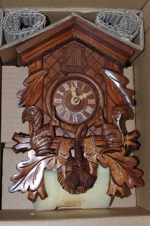 +MBA #2929-466    "2004 Hubert Herr Moving Squirrels Cuckoo Clock With Hand Carved Deer Head"