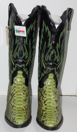 +MBA #2929-0067  " 2005 Laredo Womens Lime Green Python Snake Skin Cowboy Boots"