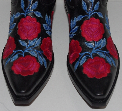 +MBA #2929-121  " The Manuel Collection Limited Edition Red Rose Embroidered Cowboy Boots"