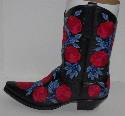 +MBA #2929-121  " The Manuel Collection Limited Edition Red Rose Embroidered Cowboy Boots"