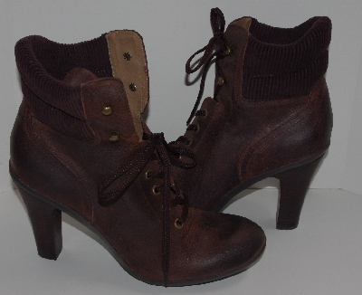 +MBA #2929-240    "Type Z Brown Distressed Leather Lace Up Boots"