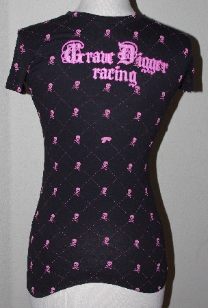 +MBA #2929-276   "Set Of 2 Pink & Black Grave Digger Racing T-Shirts"
