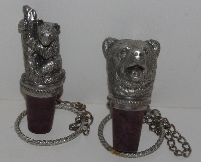 +MBA #3030-391   "Set Of 2 2006 H M Bear Pewter Bottle Stoppers"