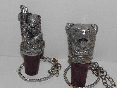 +MBA #3030-391   "Set Of 2 2006 H M Bear Pewter Bottle Stoppers"