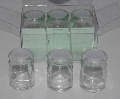 +MBA #3030-250   "2001 Set Of 6 Martha Stewart Mini Glass Salt & Pepper Shakers"