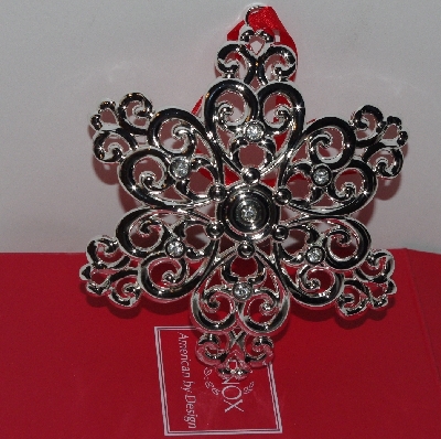 +MBA #3030-475    "Lenox Set Of 2 Crystal Accent Silver Plated Snowflake Ornaments"