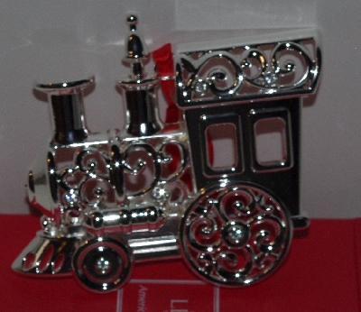 +MBA #3030-485    "Lenox Set Of 2 Crystal Accent Silver Plated Train Ornaments"