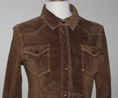 +MBA #2929-0259   "1990's Scully Ladies Brown Washable Suede Shirt"