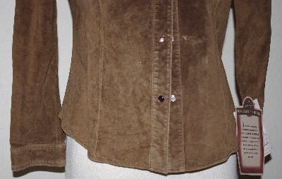 +MBA #2929-0259   "1990's Scully Ladies Brown Washable Suede Shirt"
