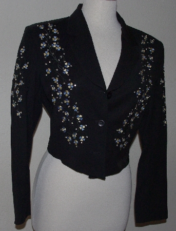 +MBA #3030-0079  "Manuel Collection Black  Gaberdine Embellished Short Jacket"