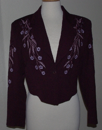 +MBA #3030-0068  "Manuel Collection Purple Gaberdine Embellished Short Jacket"