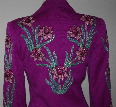 +MBA #3030-0061  "Rickrageous One Of A Kind  Magenta Daffodil Embroidered Blazer"