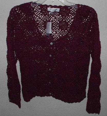 +MBA #3030-378   "Newport News Purple Crochet Jacket"