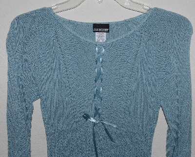 +MBA #3030-383    "Joe Boxer Blue Knit Ribbon Front Sweater"