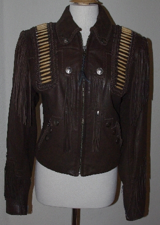 +MBA #3131-712   "Tribe Chocolate Brown Leather Ladies Warrior Jacket"
