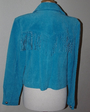 +MBA #3131-0810   "Bagatelle Turquoise Blue Suede Fringe Jacket"