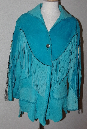 +MBA #3131-694   "Appaloosa Trading Fancy Turquoise Blue Suede Jacket"