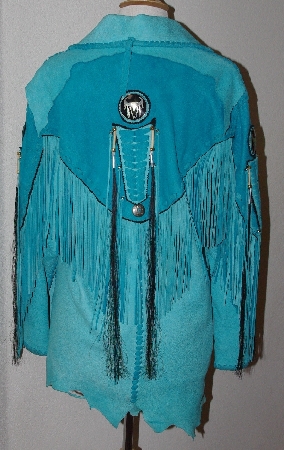 +MBA #3131-694   "Appaloosa Trading Fancy Turquoise Blue Suede Jacket"