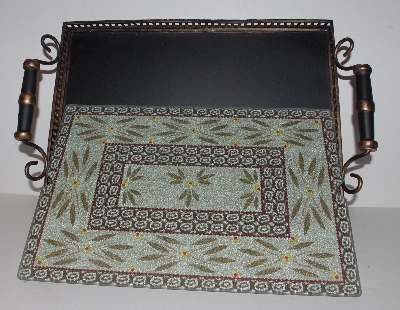 +MBA #3131-0817   "Temptations Brown Old World Serving Tray With Glass Insert"