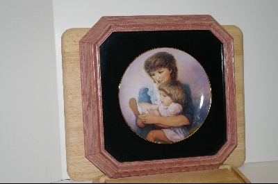 +MBA #8-211     "1988 "Love Goes Forth On Little Feet" By Artist Sue Etem Comes With Pink Glass faced Oak Frame