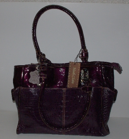 +MBA #3232-148   "Madi Claire "Scarlet" Croco Embossed Leather Double Handled Large Tote Bag With Matching Coin Purse"